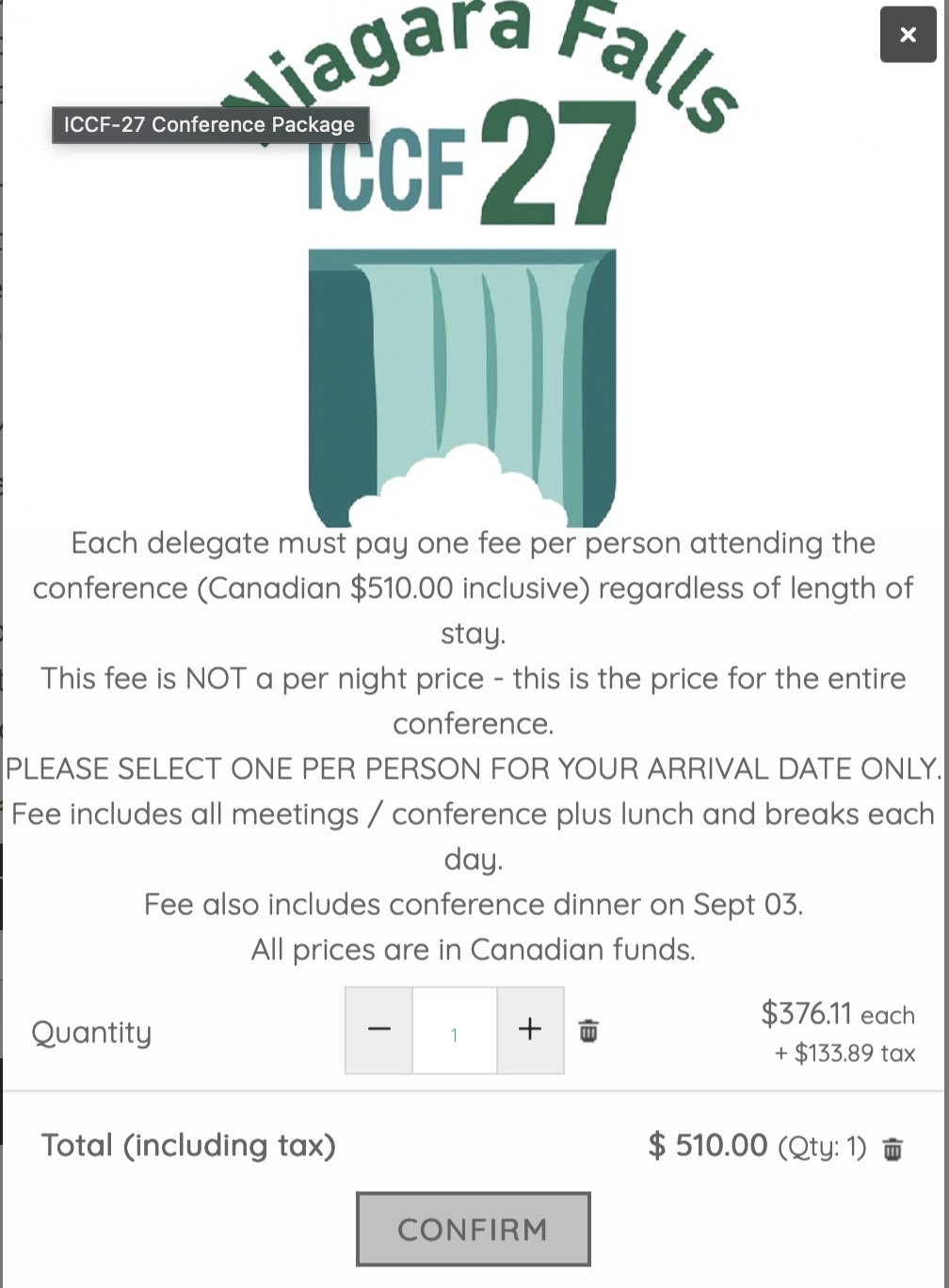 Conference payment step 3